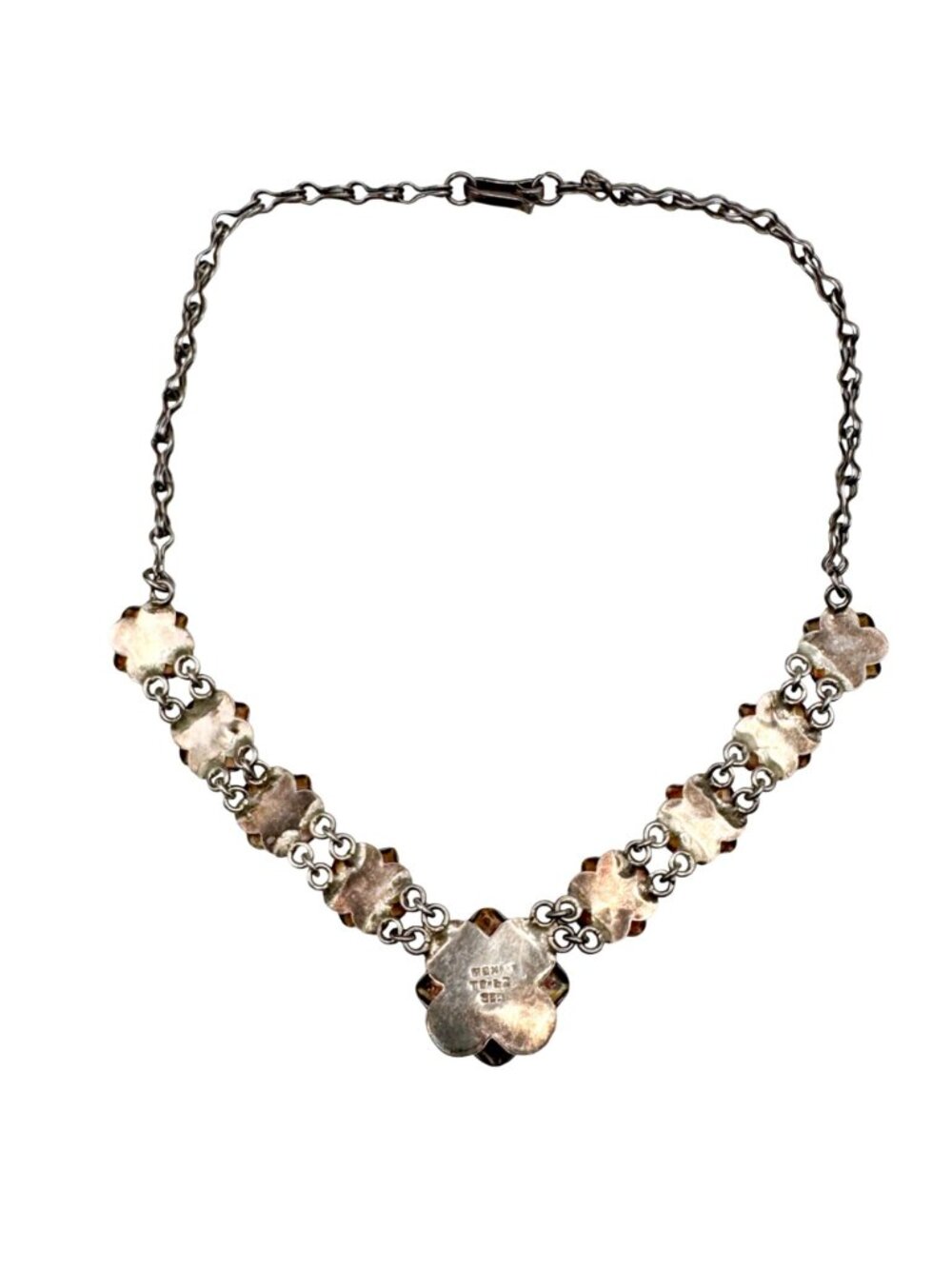 Vintage Taxco Silver Floral Rose Necklace Design 17 Inches Elegant Statement 50g - Picture 7 of 10